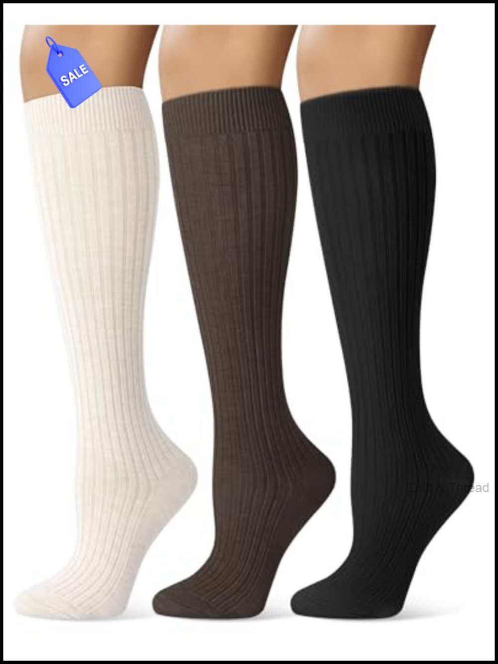 Merino Wool Blend Knee High Boot Socks 3 Pairs Warm Long Slouch